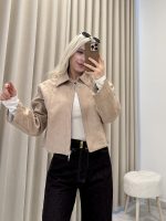 PREMİUM KISA SÜET ZIMBA DETAYLI CEKET BEJ