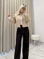 PREMİUM KISA SÜET ZIMBA DETAYLI CEKET BEJ - Görsel 2